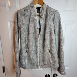 Lane Bryant Black & Cream Textured Blazer Jacket Size‎ 18 NWT